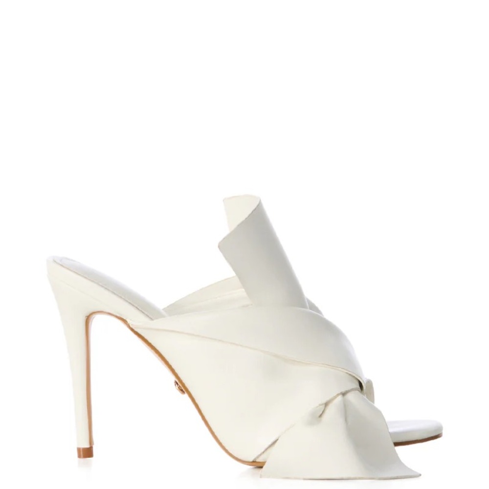 AZALEA WANG White Vegan Leather Mule Sandals - Picture 3 of 4